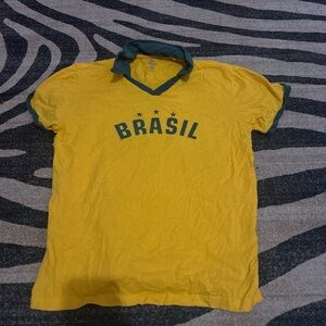 Yellow Brasil T-Shirt with Green Accents